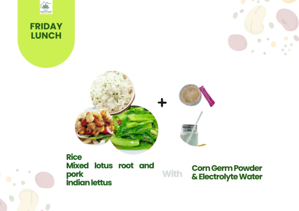 Steamed grained White Boiled Egg Vegetabeles + C (14) Frinday Lunch