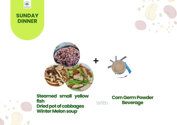 Steamed grained White Boiled Egg Vegetabeles + C (23) Sunday Dinner