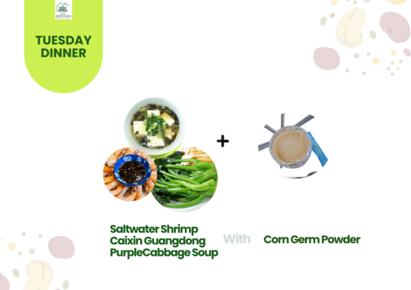 Steamed grained White Boiled Egg Vegetabeles + C (4) Tuesday Dinner